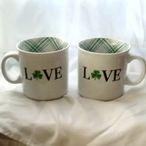 Farmhouse St. Patrick's day clover Shamrock love plaid striped oversized mugs